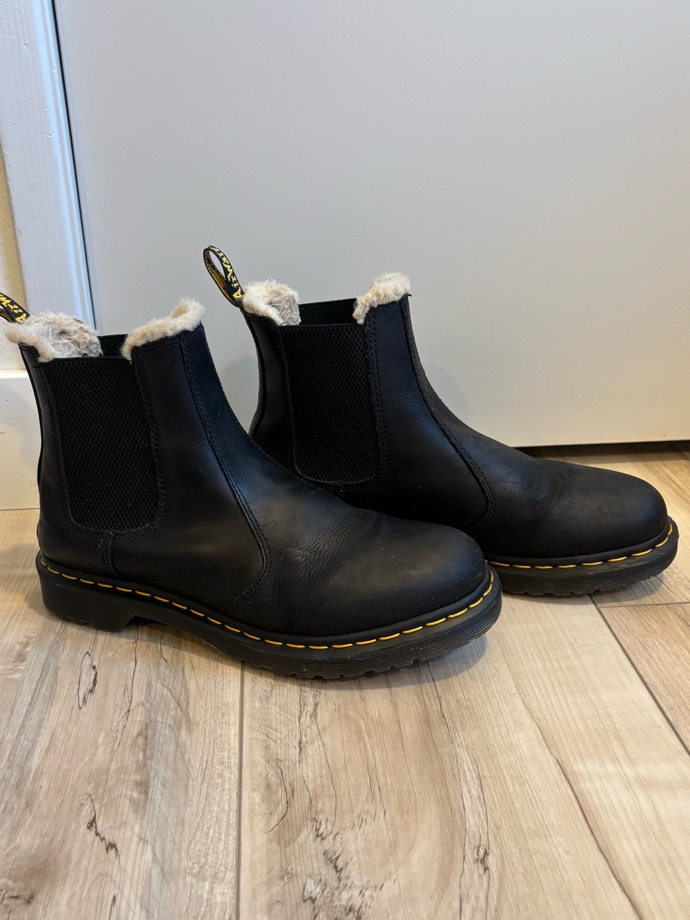 Dr. Martens Women's Black Chelsea Ankle Boots with Faux Fur Lining